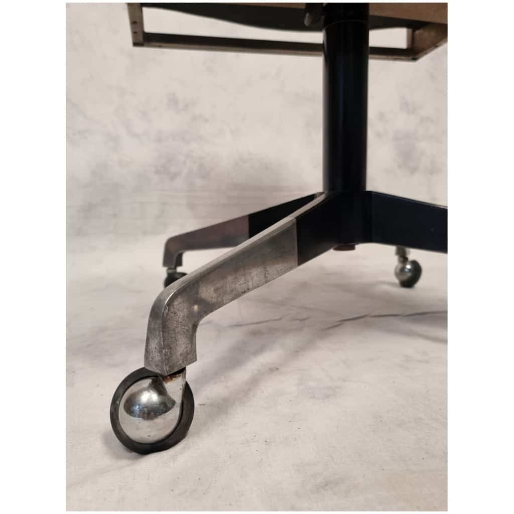Vintage Modernist Office Armchair – Germany – Chromed Metal – Ca 1960 11