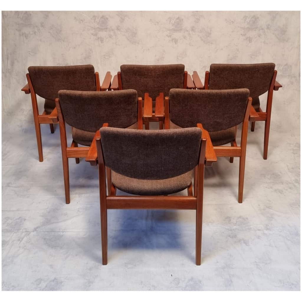 Suite de 6 fauteuils modèle 196 – Finn Juhl pour France & Son – Teck – Ca 1960 8