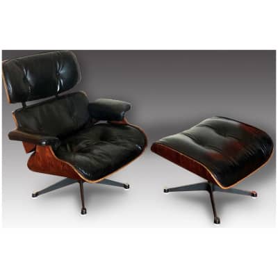 Charles & Ray EAMES, Mobilier international(éditeur): Chaise longue et son pouf