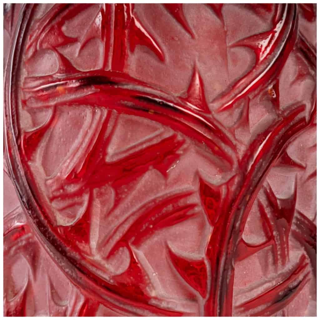 René Lalique: 1921 “Ronce” vase tinted red 8