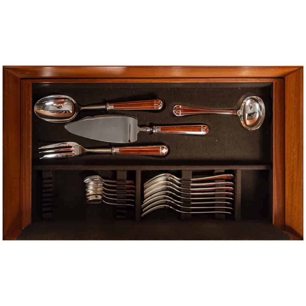 CHRISTOFLE: “Talisman” cutlery set “Sienne” Chinese lacquer 81 pieces 6