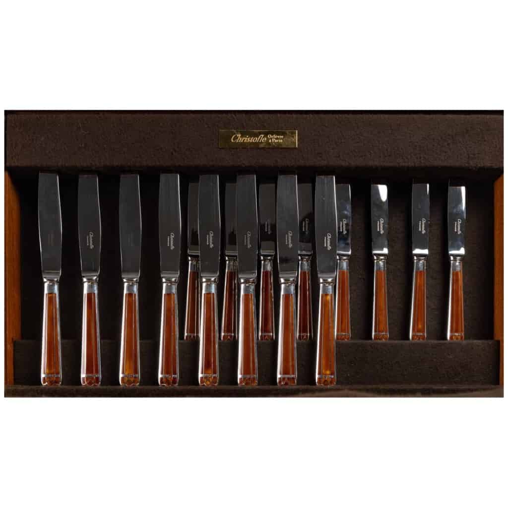 CHRISTOFLE: “Talisman” cutlery set “Sienne” Chinese lacquer 81 pieces 7