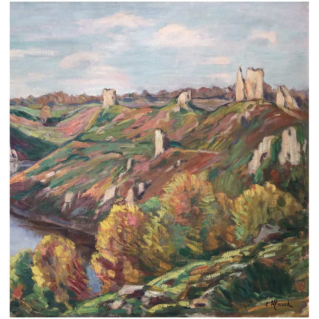 Eugène Alluaud Vue Des Ruines De Crozant Ecole Française 20è Siècle Huile Signée 10