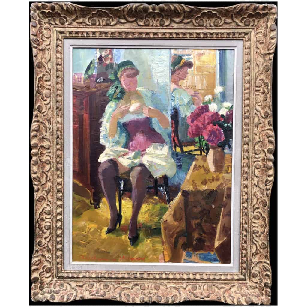 Louis BERTHOMME St ANDRE Coquetry Oil on canvas signed 10