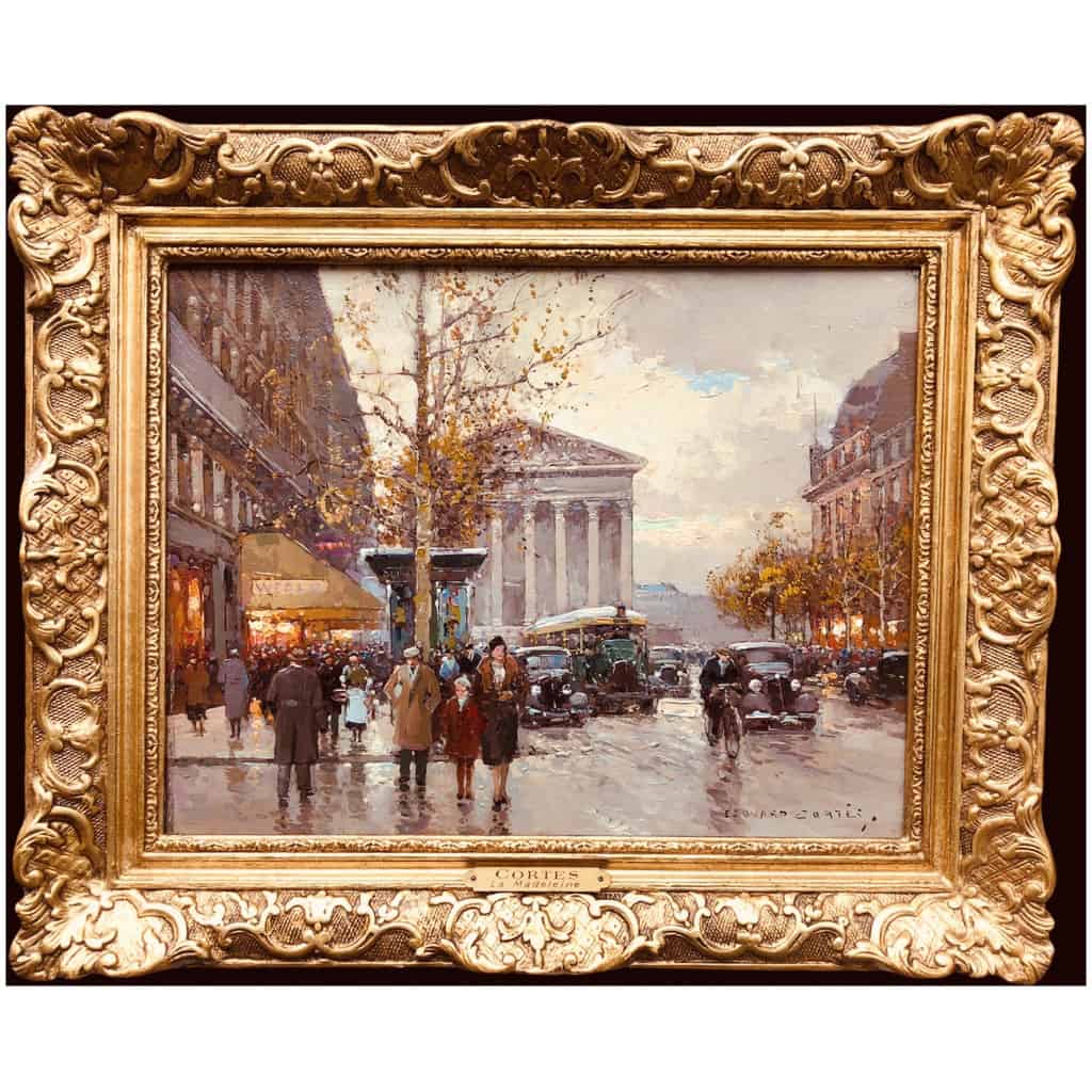 Cortes Edouard Rue Royale And La Madeleine, Autumn Day Oil On Canvas Signed 5