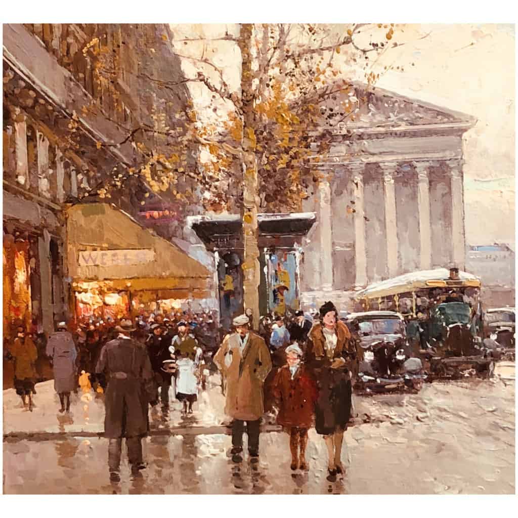 Cortes Edouard Rue Royale And La Madeleine, Autumn Day Oil On Canvas Signed 11