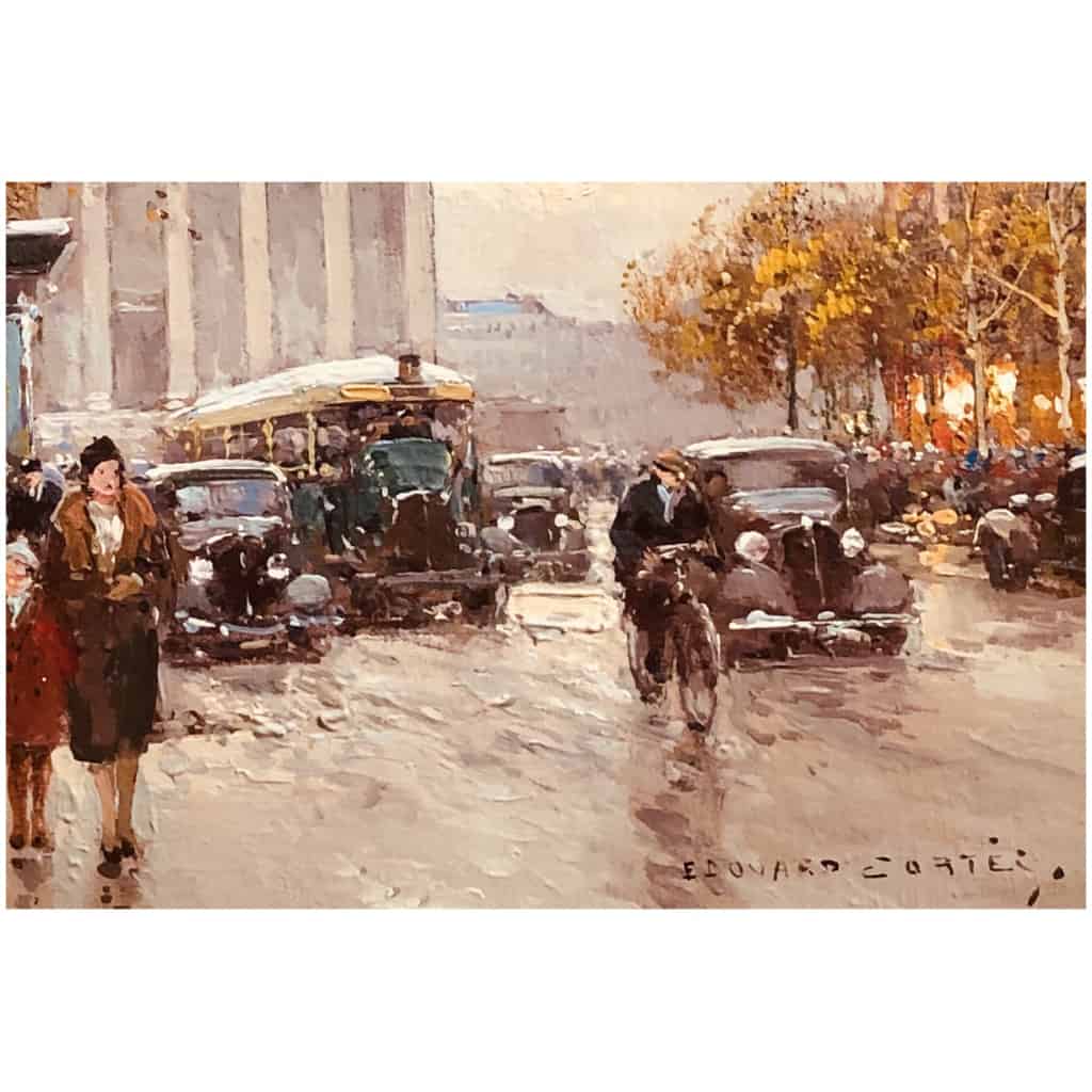 Cortes Edouard Rue Royale And La Madeleine, Autumn Day Oil On Canvas Signed 8