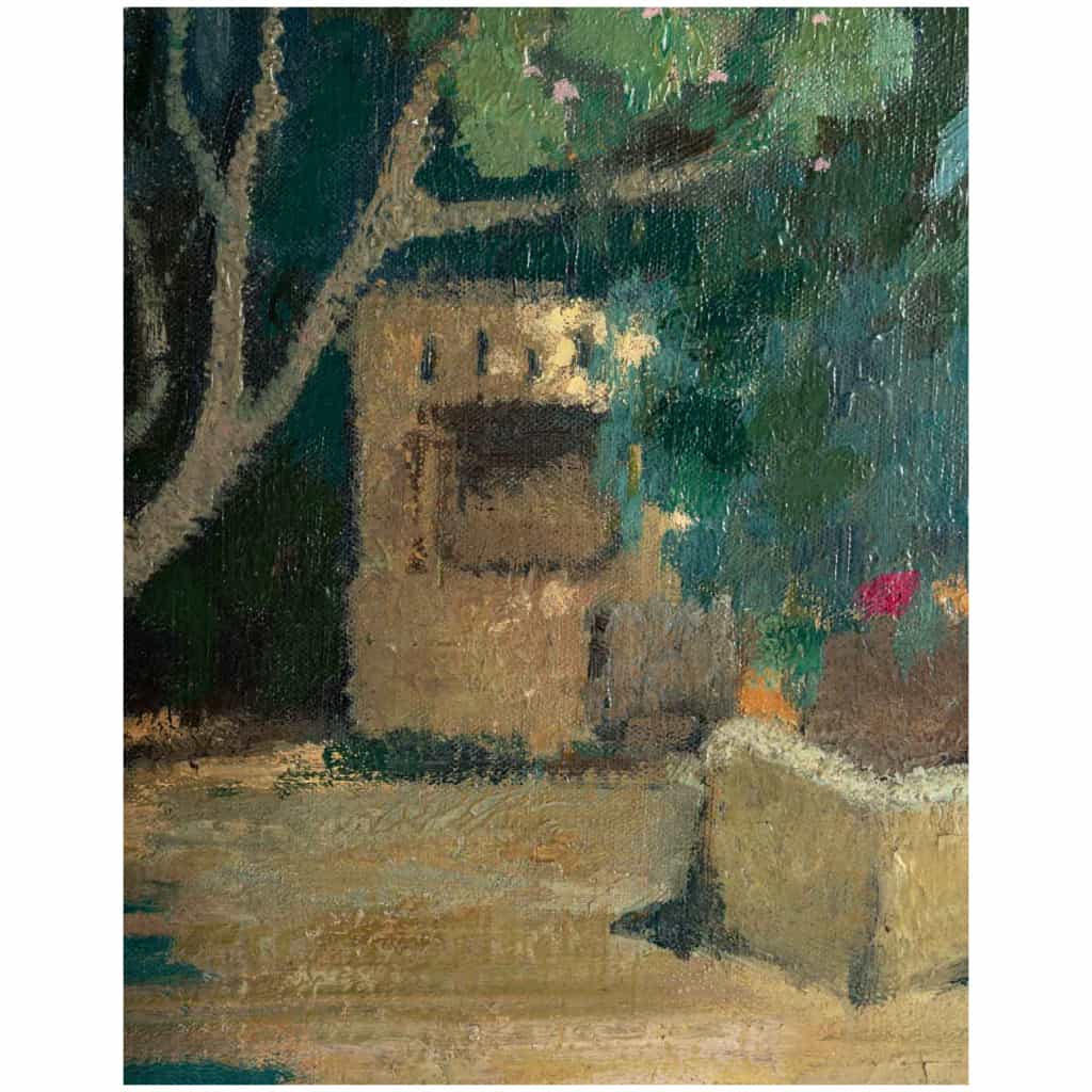 Lucien Adrion (1889-1953) – Vue d’une terrasse sur la Méditerranée huile sur toile vers 1920-1930 6