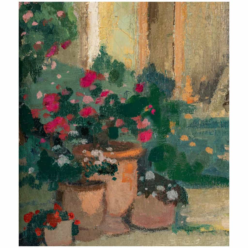 Lucien Adrion (1889-1953) – Vue d’une terrasse sur la Méditerranée huile sur toile vers 1920-1930 9