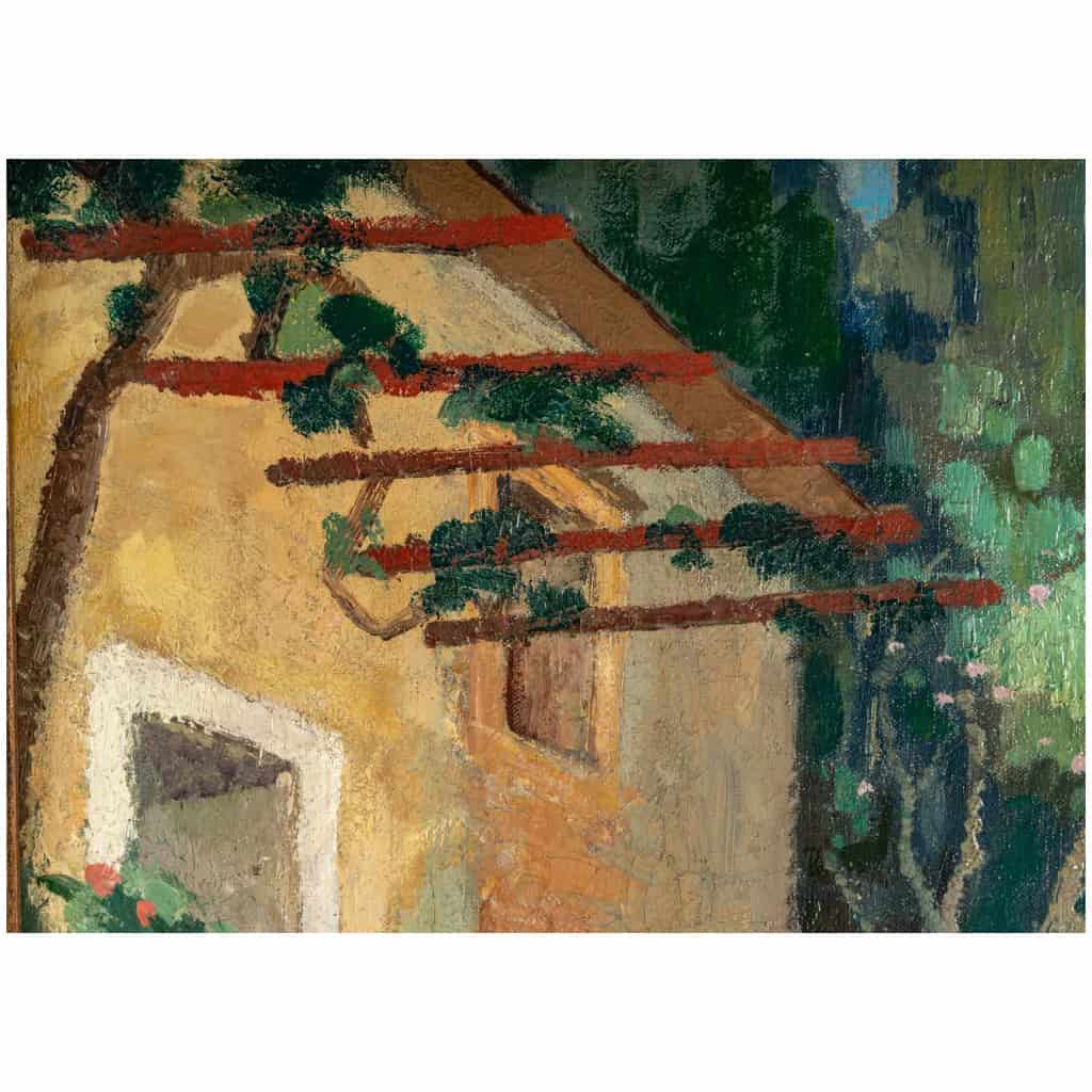 Lucien Adrion (1889-1953) – Vue d’une terrasse sur la Méditerranée huile sur toile vers 1920-1930 10