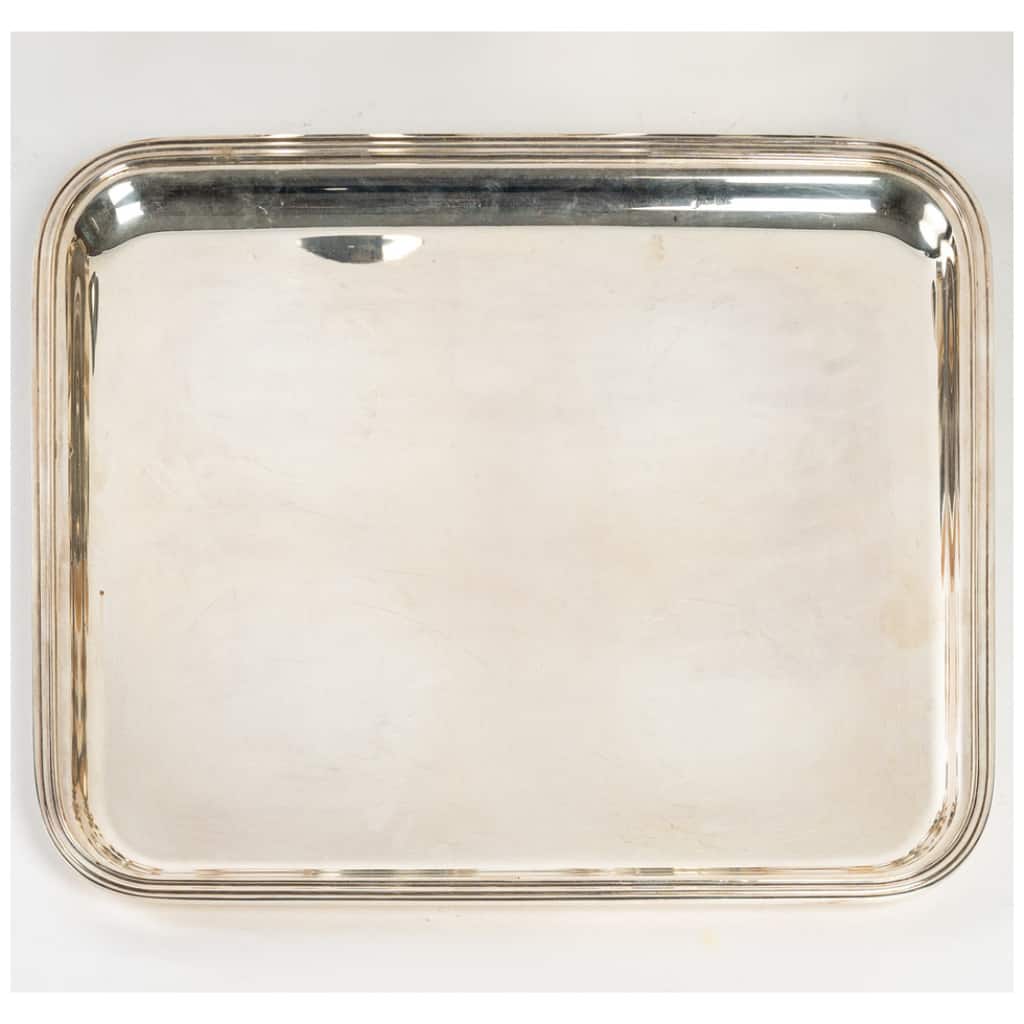 Jean Puiforcat Tea-Coffee service in solid silver and its metal tray 7