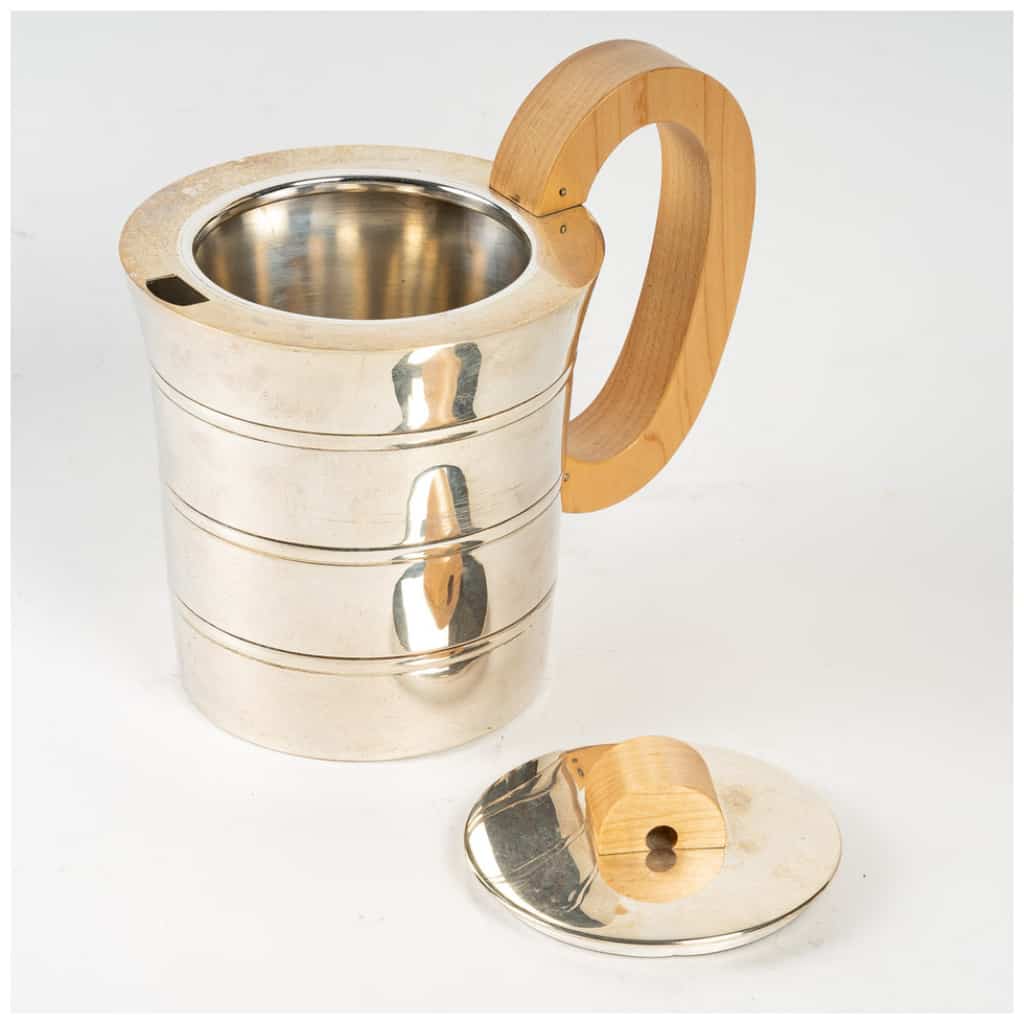 Jean Puiforcat Tea-Coffee service in solid silver and its metal tray 9