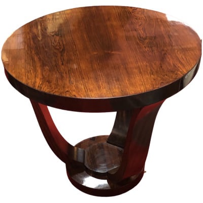 Art Deco period pedestal table in rosewood veneer.