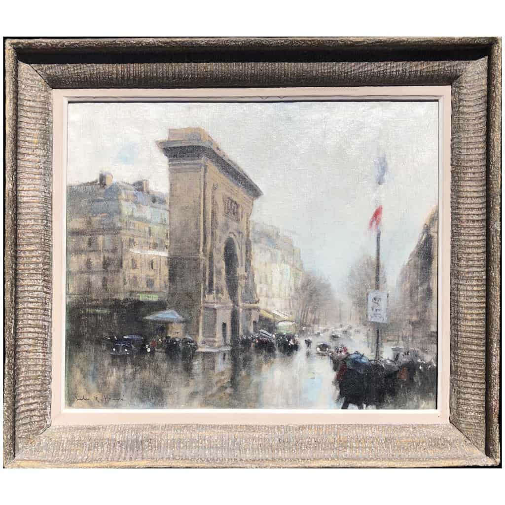 Herve Jules Impressionist Painting 20th Paris Porte St Martin Grands Boulevards oil canvas signed 3