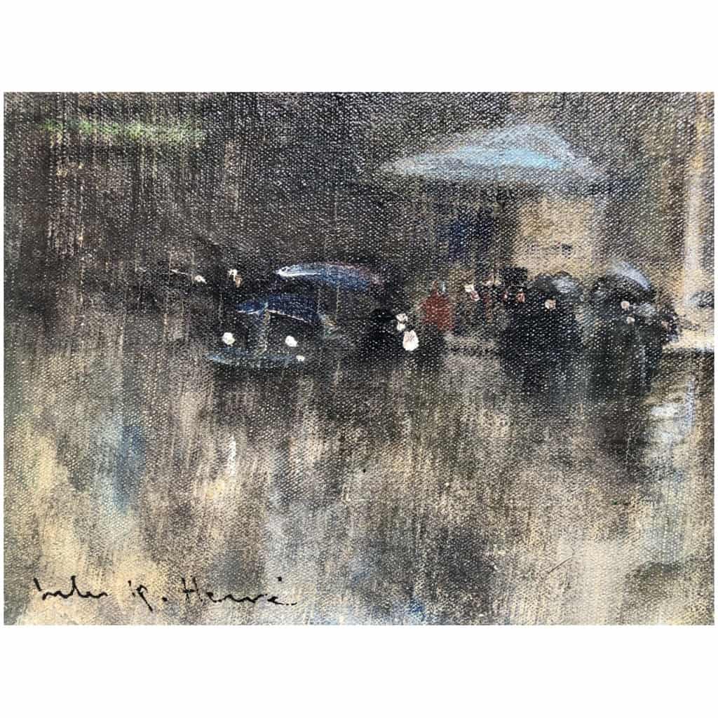 Herve Jules Impressionist Painting 20th Paris Porte St Martin Grands Boulevards oil canvas signed 5