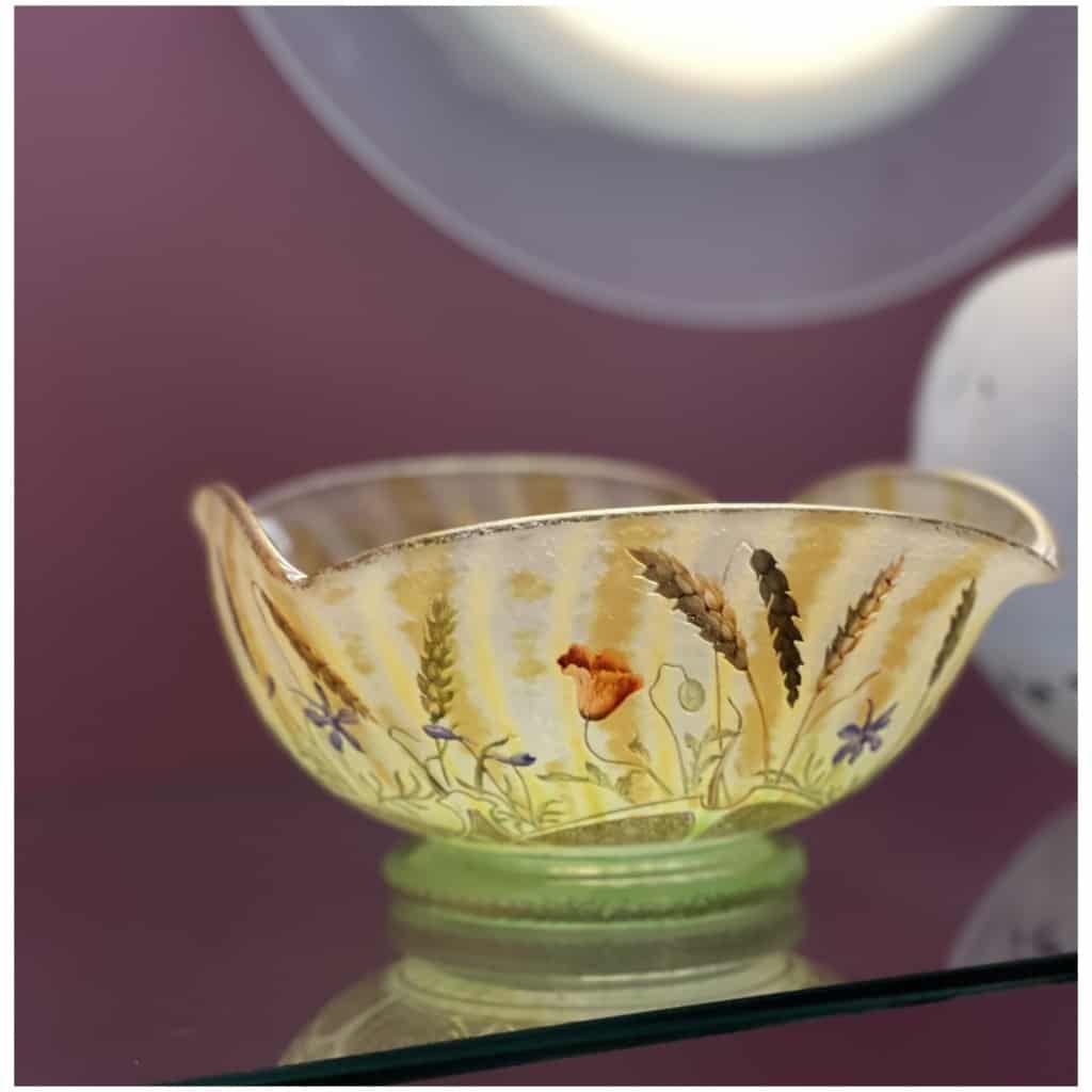 DAUM enamel bowl wheat and poppies circa 1910 5