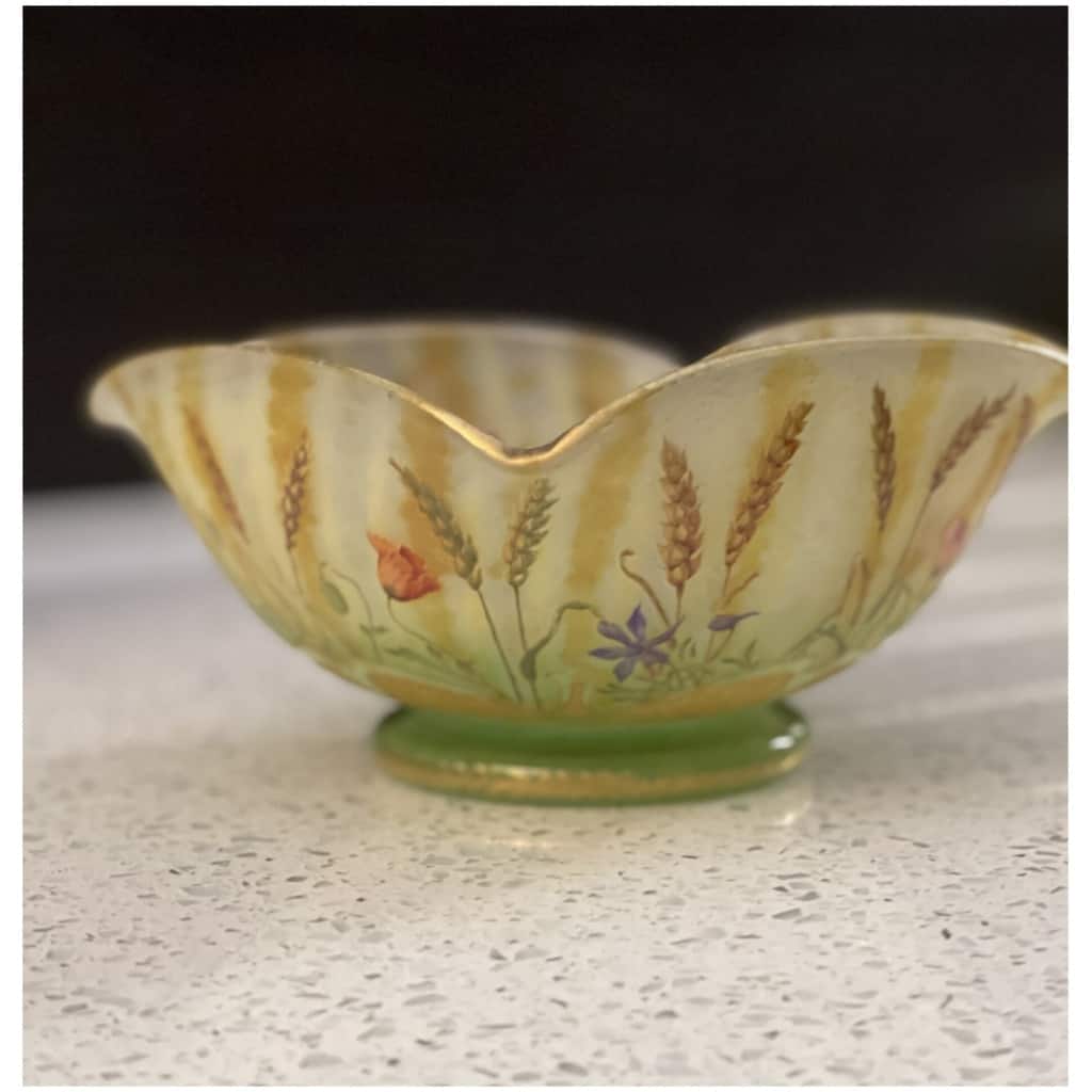 DAUM enamel bowl wheat and poppies circa 1910 9