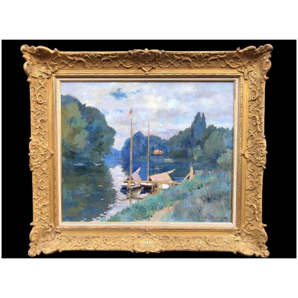PINOT Albert The Seine at Argenteuil in 1926 Oil on canvas signed dated titled. 10