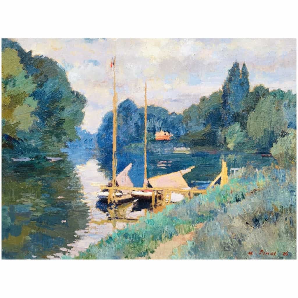 PINOT Albert The Seine at Argenteuil in 1926 Oil on canvas signed dated titled. 8
