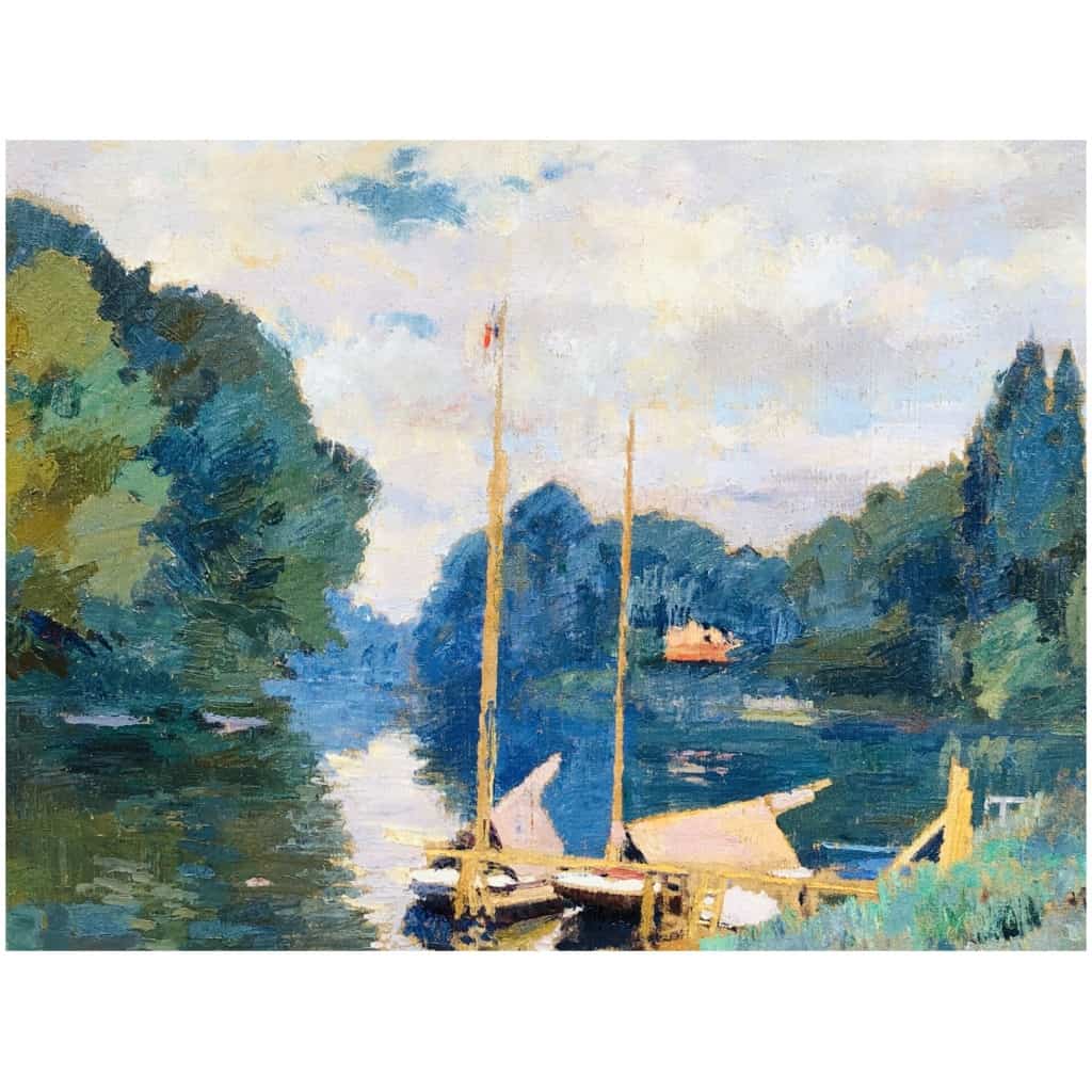 PINOT Albert The Seine at Argenteuil in 1926 Oil on canvas signed dated titled. 7