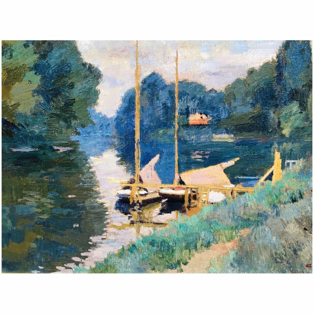 PINOT Albert The Seine at Argenteuil in 1926 Oil on canvas signed dated titled. 5