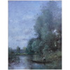 Trouillebert Paul Desire Tableau 19è Ecole Barbizon Pêcheur Dans Sa Barque Huile Toile Signée 13
