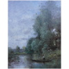 Trouillebert Paul Desire Tableau 19è Ecole Barbizon Pêcheur Dans Sa Barque Huile Toile Signée 14