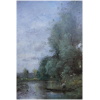 Trouillebert Paul Desire Tableau 19è Ecole Barbizon Pêcheur Dans Sa Barque Huile Toile Signée 15