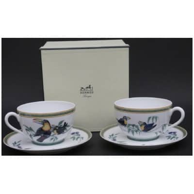 HERMES Paris “Toucans”: Pair of Lunch