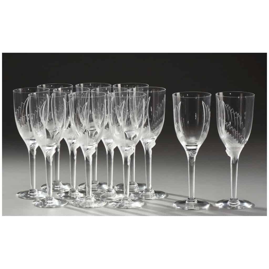 Marc Lalique : Douze flûtes à champagne « Ange » en Cristal 3