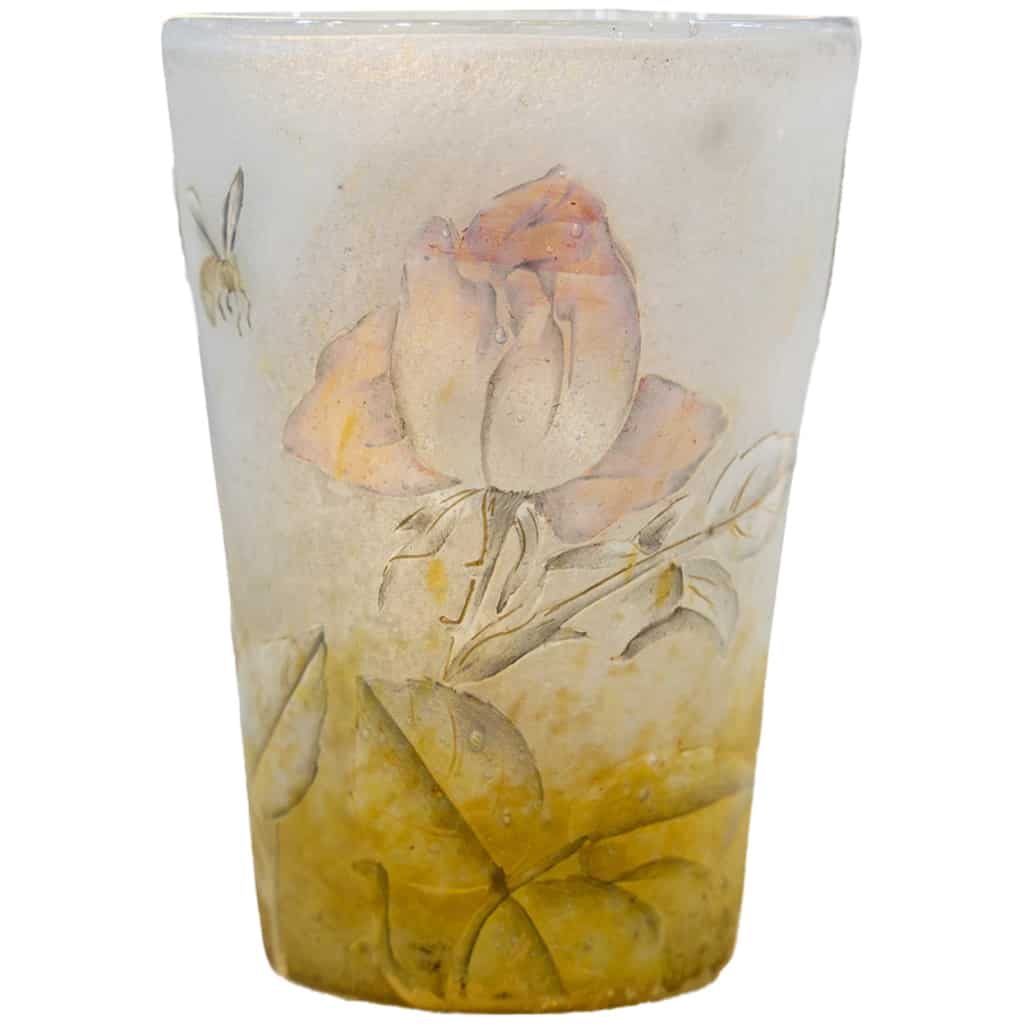 Daum vase émaillé rose et abeille 3