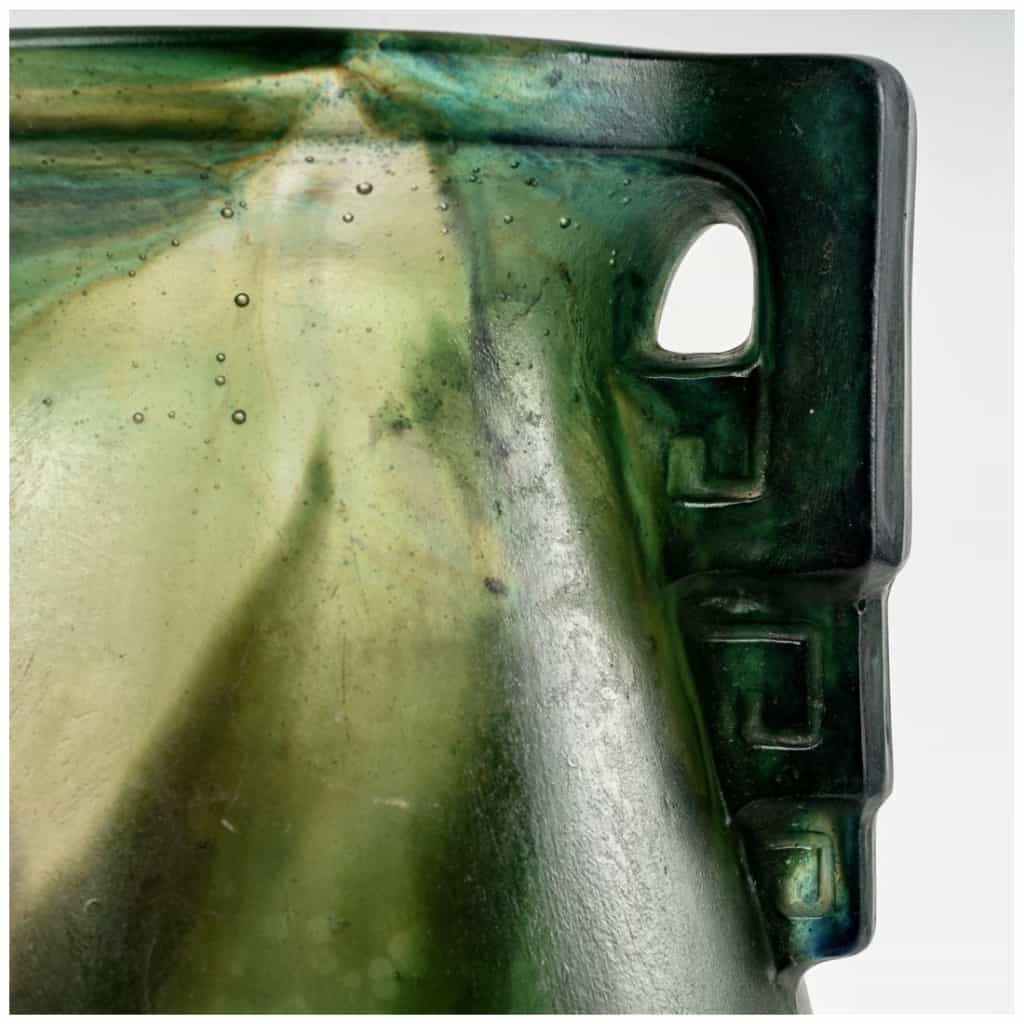 1927 Gabriel Argy Rousseau – Vase with Geometric Handles Glass Paste 5