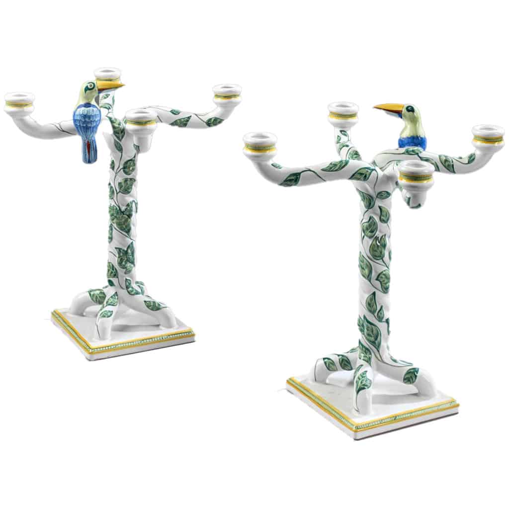 HERMES Moustier Pair of Candelabra model "TOUCAN" 3