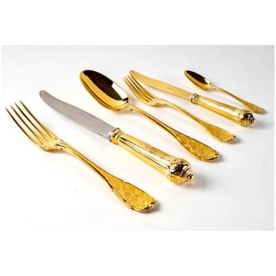 Puiforcat – Ménagère Elysée Vermeil Argent Massif – 70 Pièces