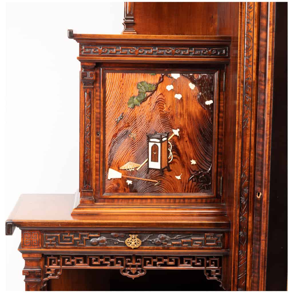 Gabriel Viardot (1830-1904), cabinet forming a cabinet in mahogany and lacquer, XIXe 7