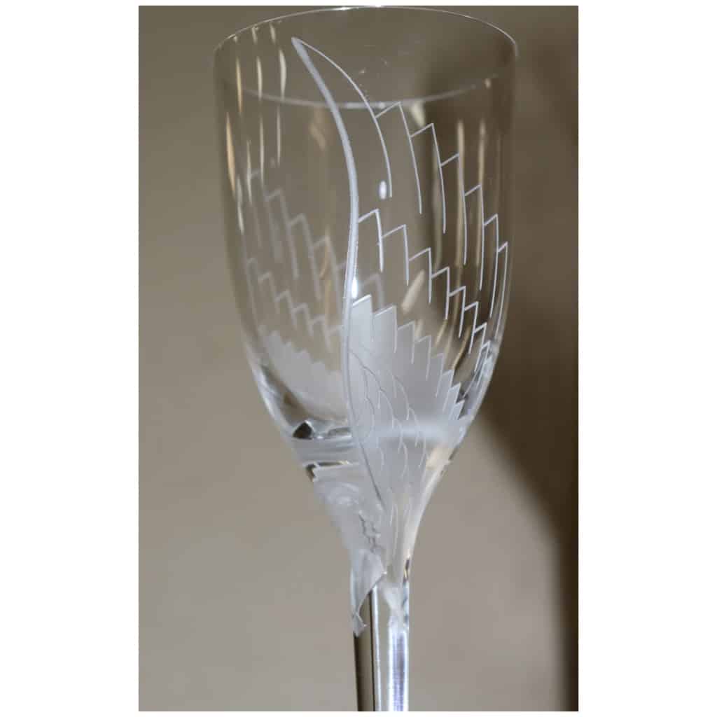 Marc Lalique : Deux flûtes à champagne  » Ange  » en Cristal 5
