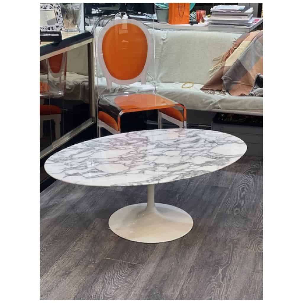 Eero Saarinen & Knoll International – oval “tulip” marble coffee table 8