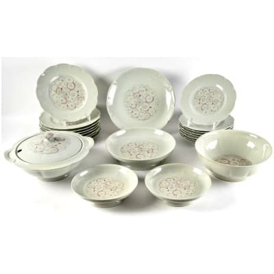 1928 Suzanne Lalique & Haviland – Service De Table Pâquerettes Porcelaine Celadon – 22 Pièces