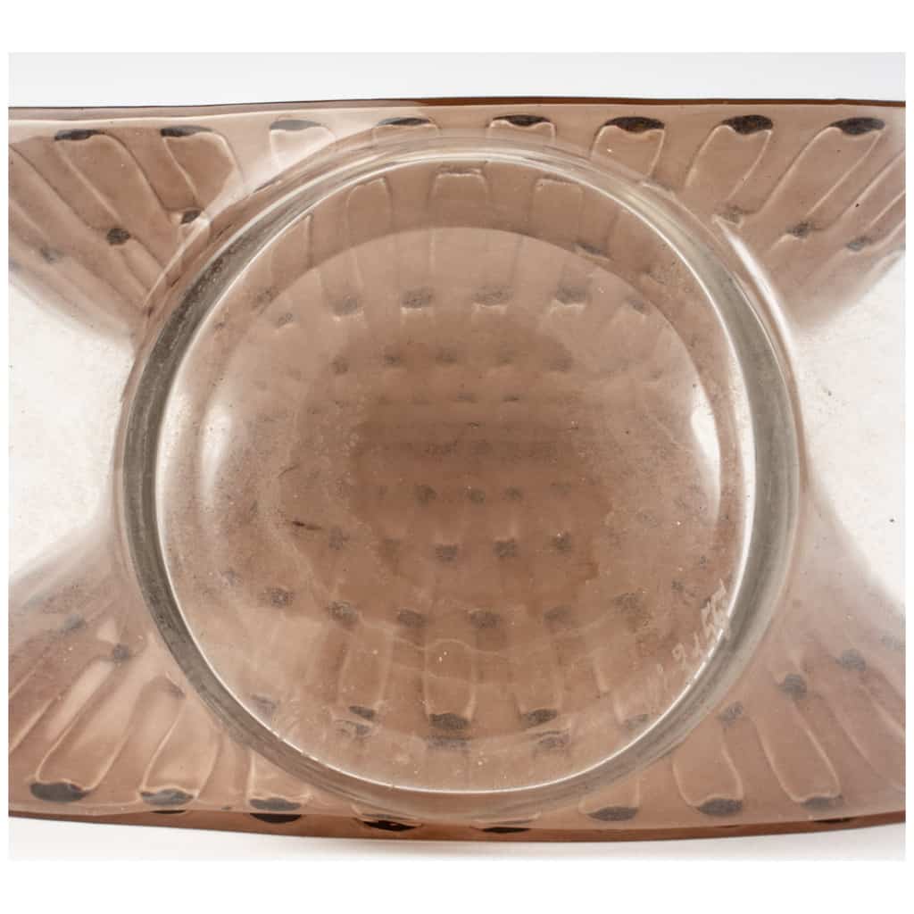 1913 René Lalique – Carafe Reine Marguerite Verre Blanc Patiné Sépia Emaillé Marron 8