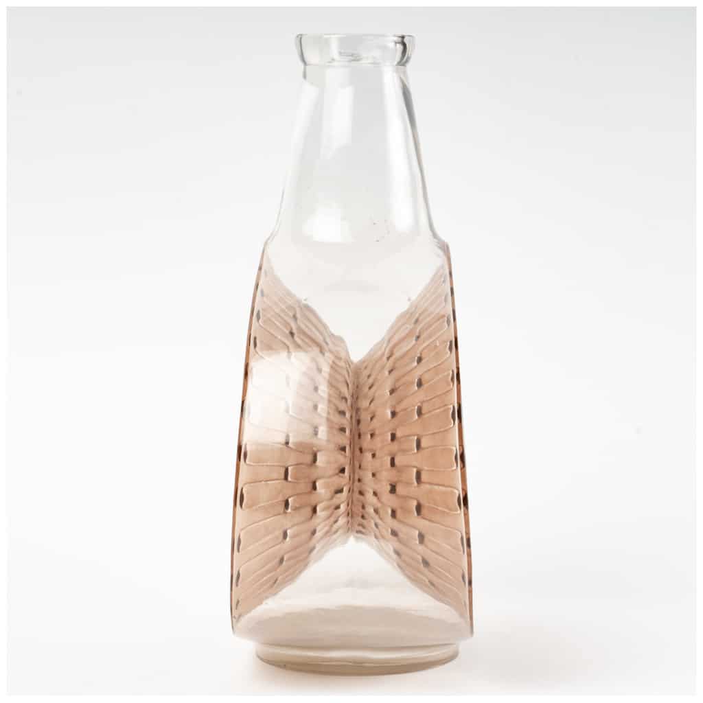 1913 René Lalique – Carafe Reine Marguerite Verre Blanc Patiné Sépia Emaillé Marron 6