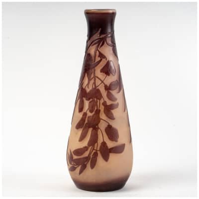 Emile Gallé – Vase « Glycines » Verre Multicouche Dégagé à l’Acide
