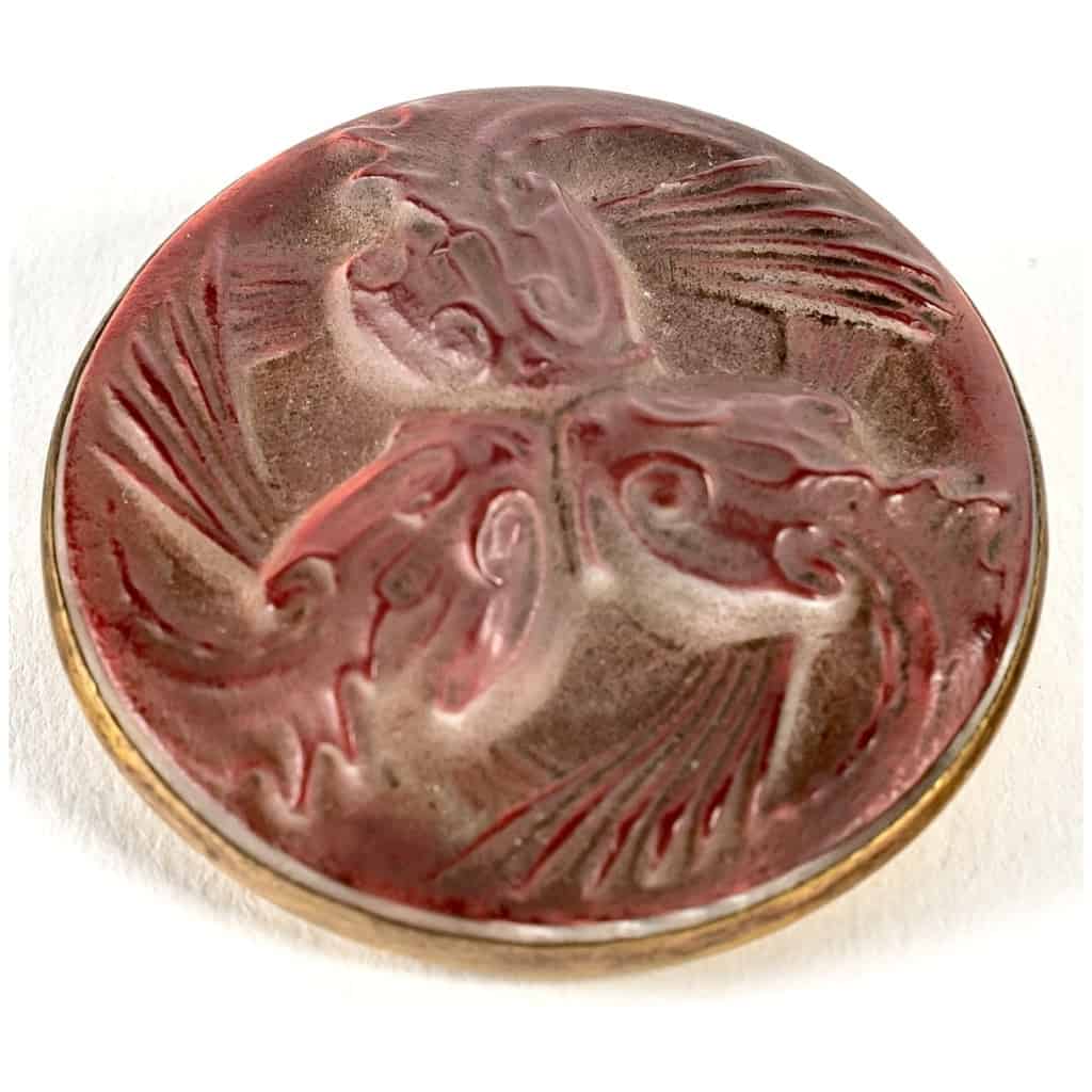 1911 René Lalique – Broche Poissons Verre Blanc Patiné Gris Sur Clinquant Rose 6