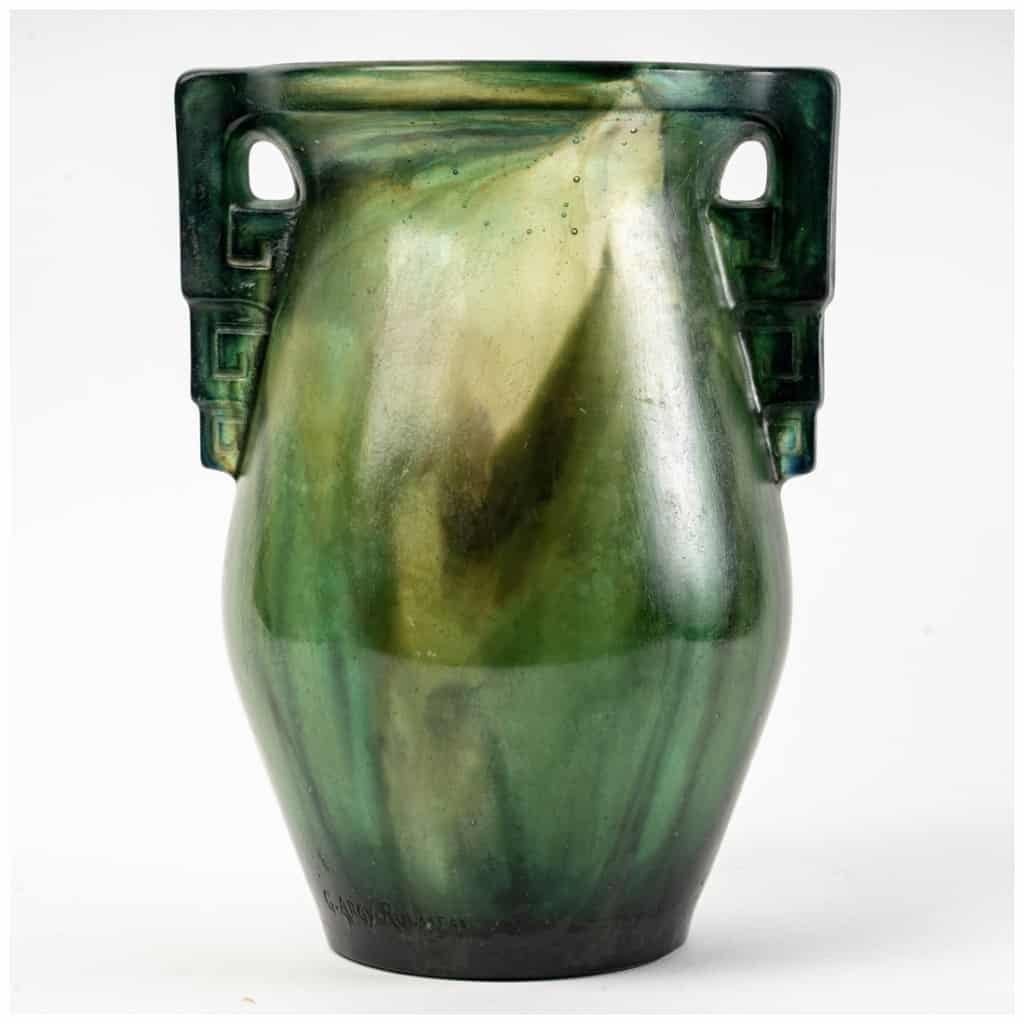 1927 Gabriel Argy Rousseau – Vase with Geometric Handles Glass Paste 3