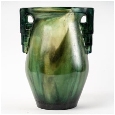 1927 Gabriel Argy Rousseau – Vase with Geometric Handles Glass Paste 3