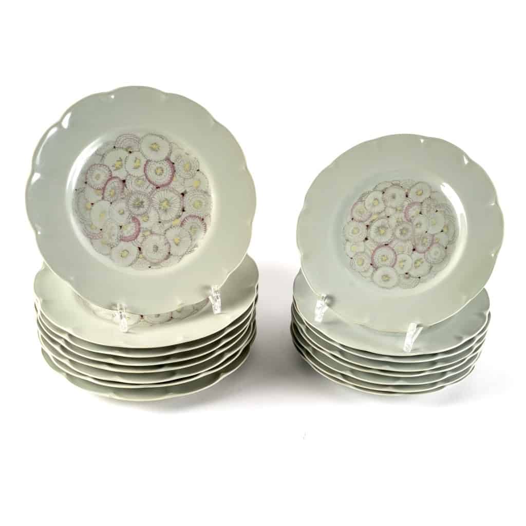 1928 Suzanne Lalique & Haviland – Service De Table Pâquerettes Porcelaine Celadon – 22 Pièces 4