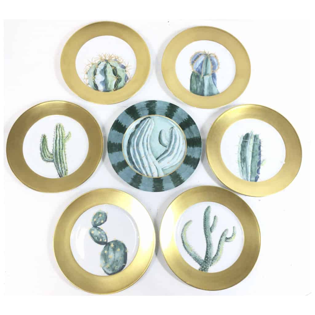 H.Mc Connico, Daum& Limoge : Service Cactus Porcelaine 30 pièces 10
