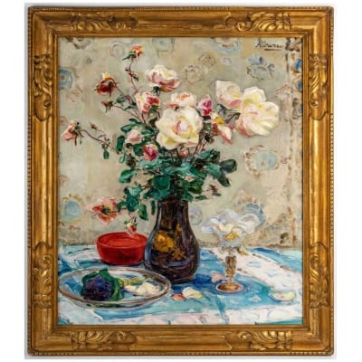Angelina DRUMAUX (1881-1959). Bouquet de Roses.