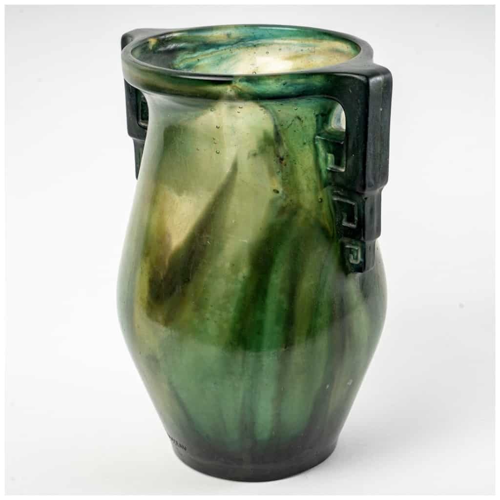1927 Gabriel Argy Rousseau – Vase with Geometric Handles Glass Paste 4