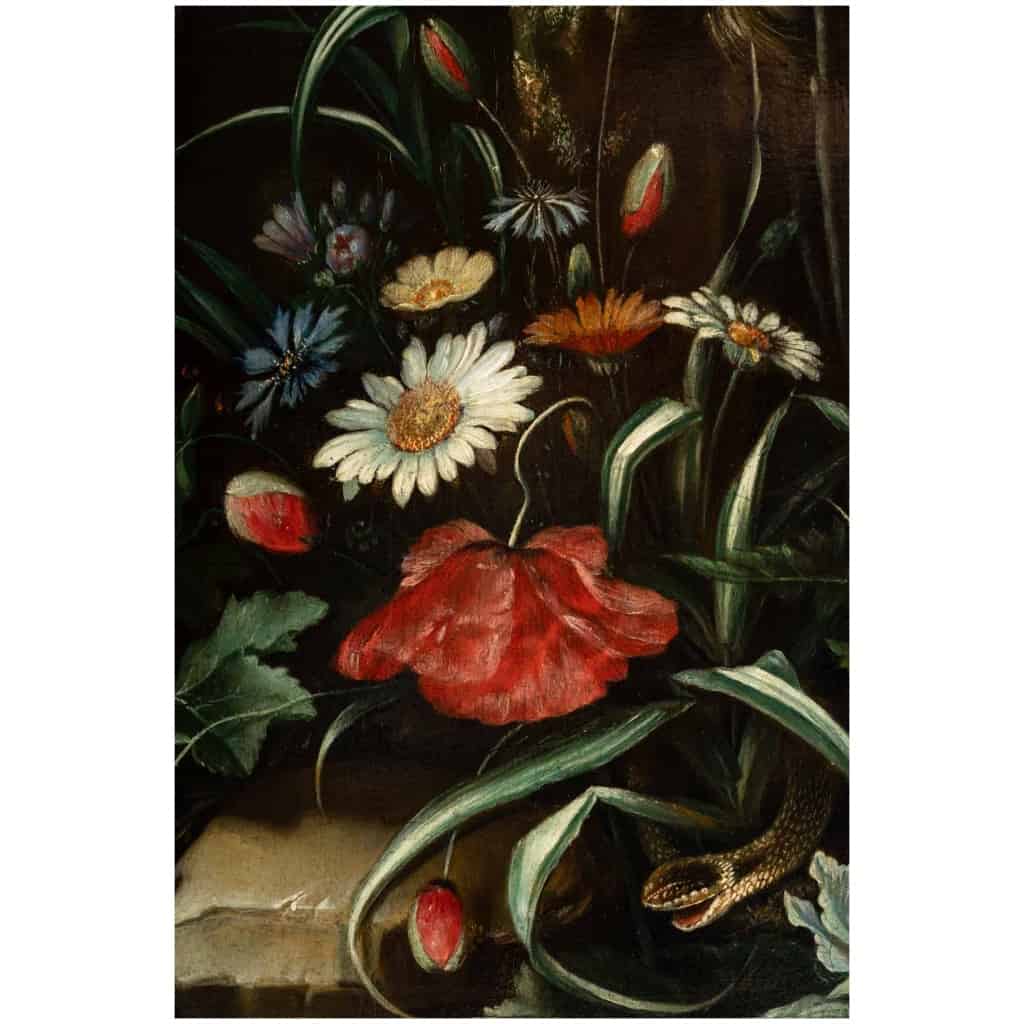 Nature Morte aux fleurs et animaux. XIX ème Siècle. Dans Le Goût De Van Schrieck. 7