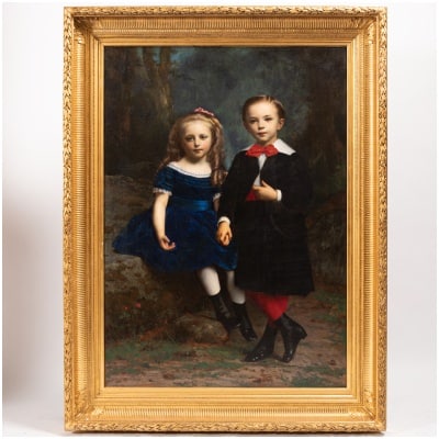 Adolphe Etienne Piot (1825-1910), Les enfants, huile sur toile, 1871